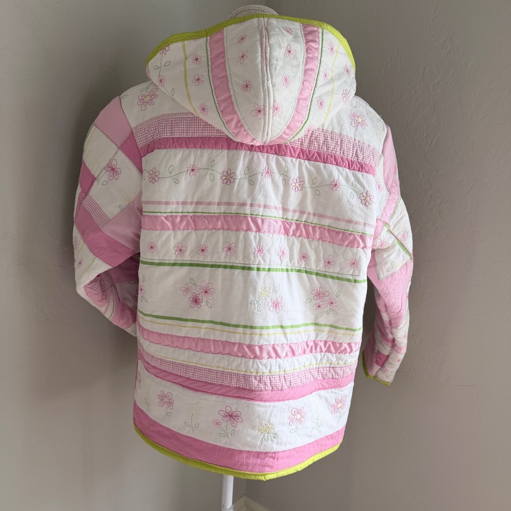 Handmade Upcycled Pink Floral Print Quilt Jacket Size M/L - Picture 5 of 16